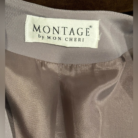 Montage By Mon Cheri Elegant Pewter Frost Gown W/Jacket Set Color Sz.12 - Picture 9 of 16